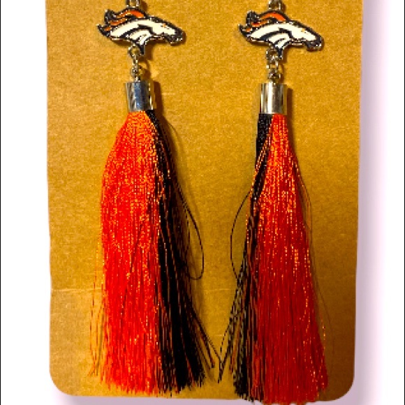NFL officially licensed Denver Broncos tassel dangle earrings - Picture 1 of 3